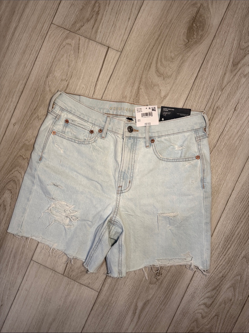 American Eagle Outfitters 6β Strigid Super High Waisted Relaxed Denim Shorts